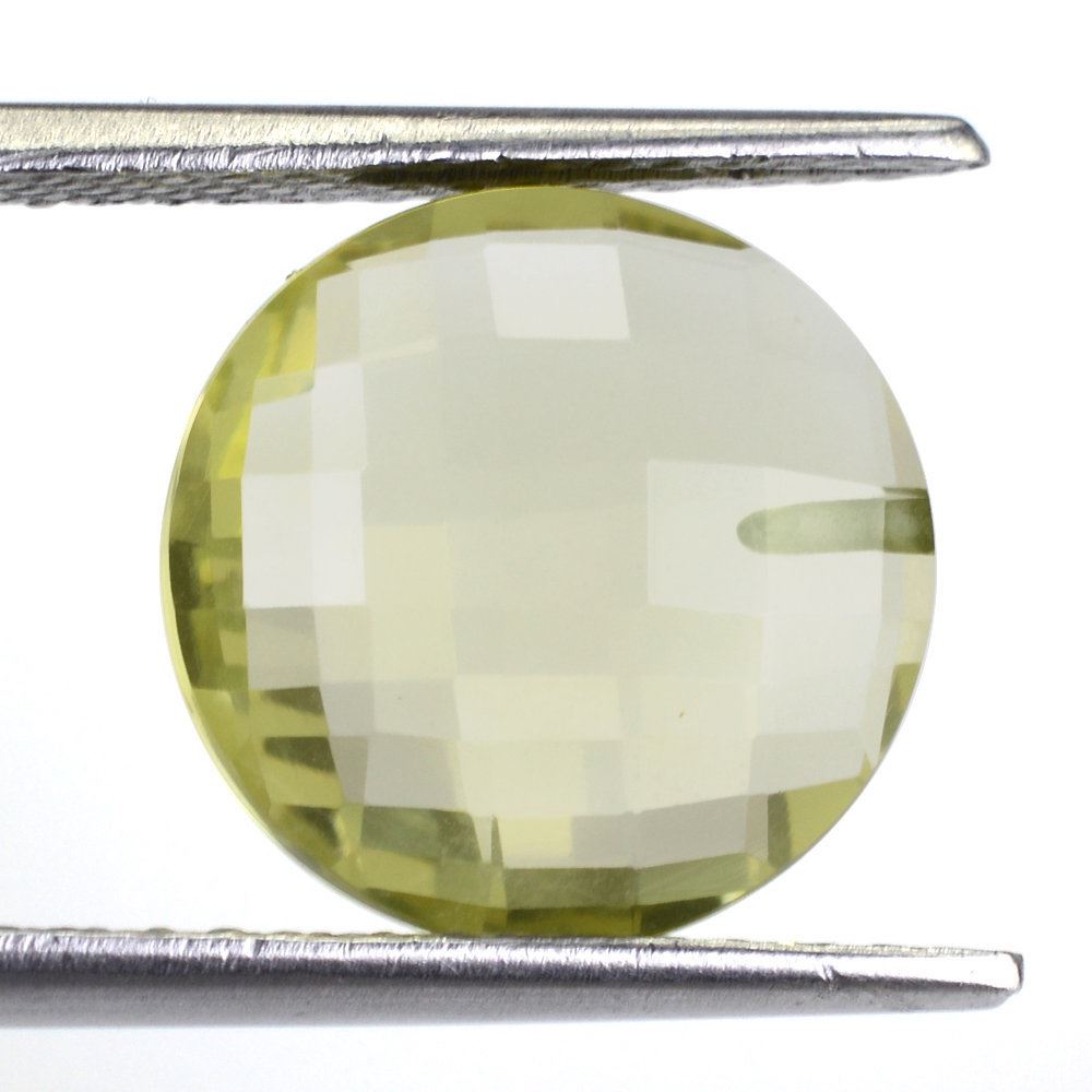 LEMON QUARTZ BRIOLETTE ROUND (HALF DRILL) (GREEN GOLD) 13MM 6.60 Cts.