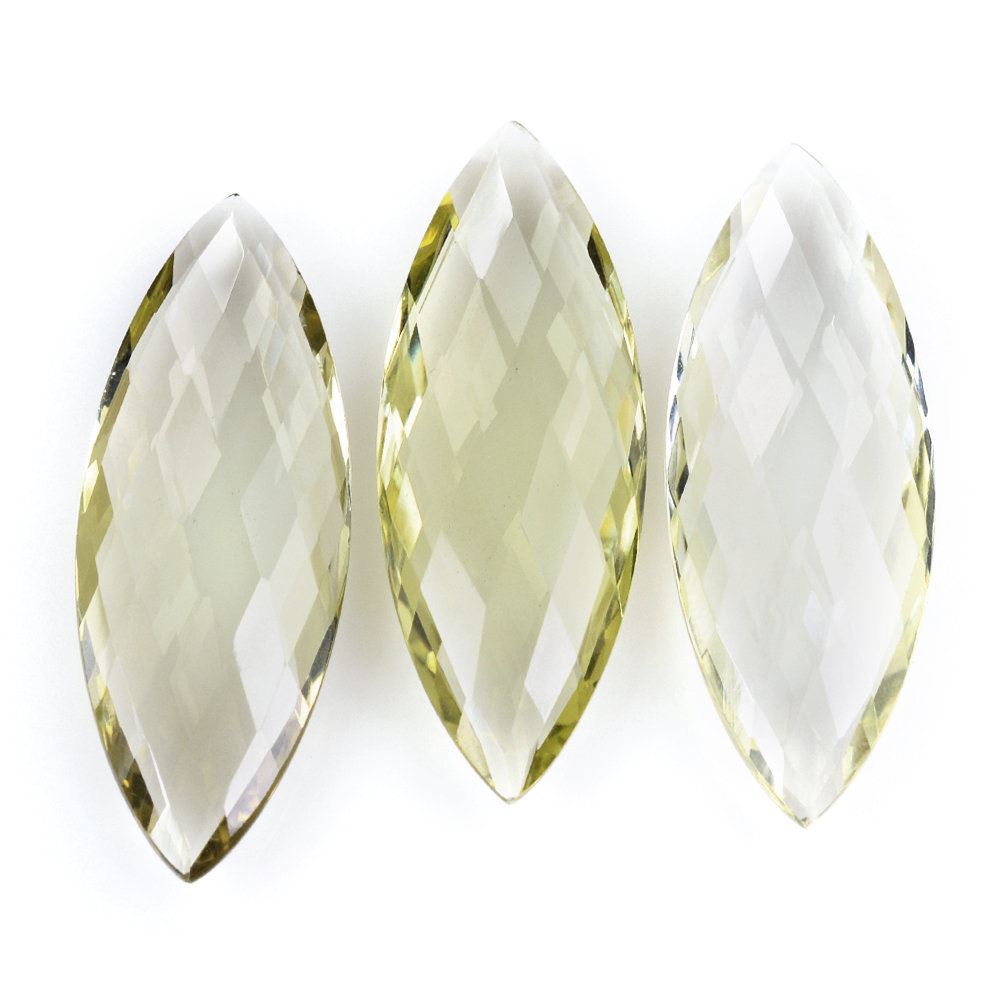 LEMON QUARTZ BRIOLETTE MARQUISE (GREEN GOLD) 41.50X15.50MM 25.34 Cts.
