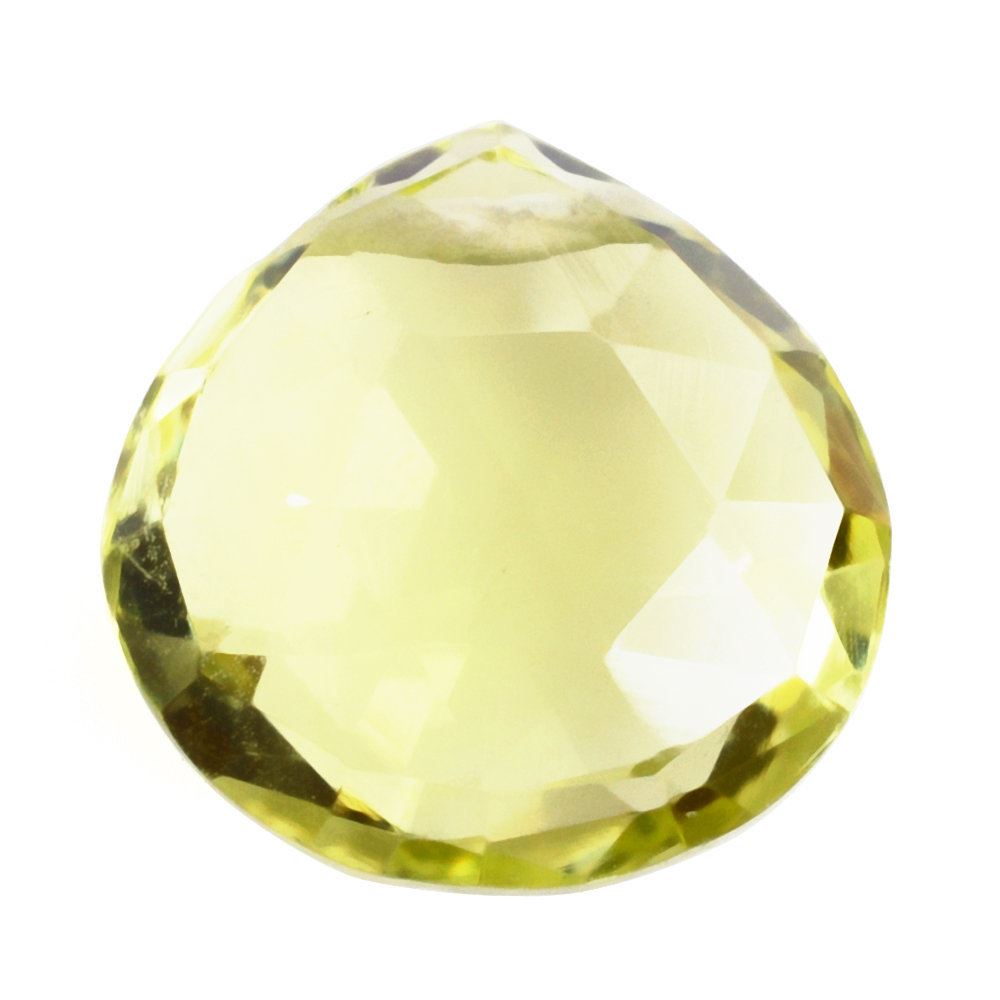 LEMON QUARTZ ROSE CUT BRIOLETTE HEART (FULL DRILL) (GREEN GOLD) 12MM 4 Cts.