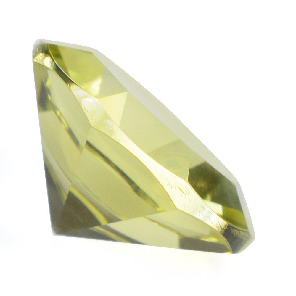 LEMON QUARTZ MIRROR CUT ROUND (GREEN GOLD) 12MM 4.81 Cts.