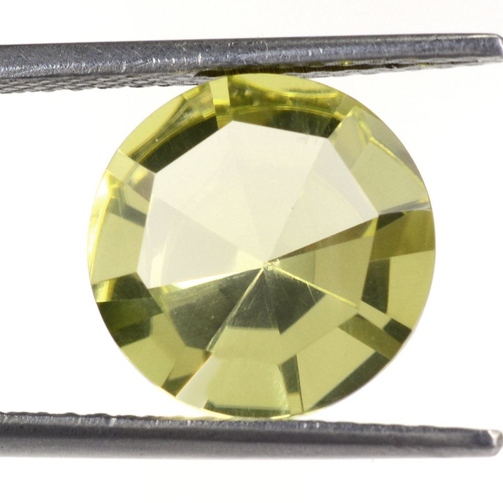 LEMON QUARTZ MIRROR CUT ROUND (GREEN GOLD) 12MM 4.81 Cts.