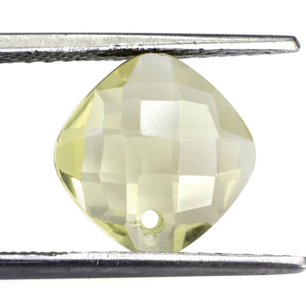 LEMON QUARTZ BRIOLETTE CUSHION (FULL DRILL) (GREEN GOLD) 10MM 2.65 Cts.