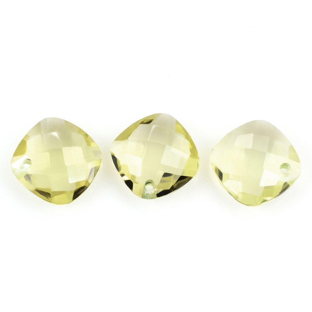 LEMON QUARTZ BRIOLETTE CUSHION (FULL DRILL) (GREEN GOLD) 10MM 2.65 Cts.