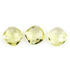 LEMON QUARTZ BRIOLETTE CUSHION (FULL DRILL) (GREEN GOLD) 10MM 2.65 Cts.