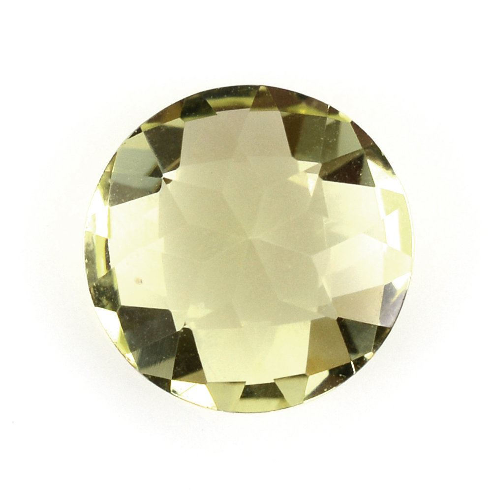 LEMON QUARTZ CHECKER CUT ROUND (GREEN GOLD) 8MM 1.65 Cts.