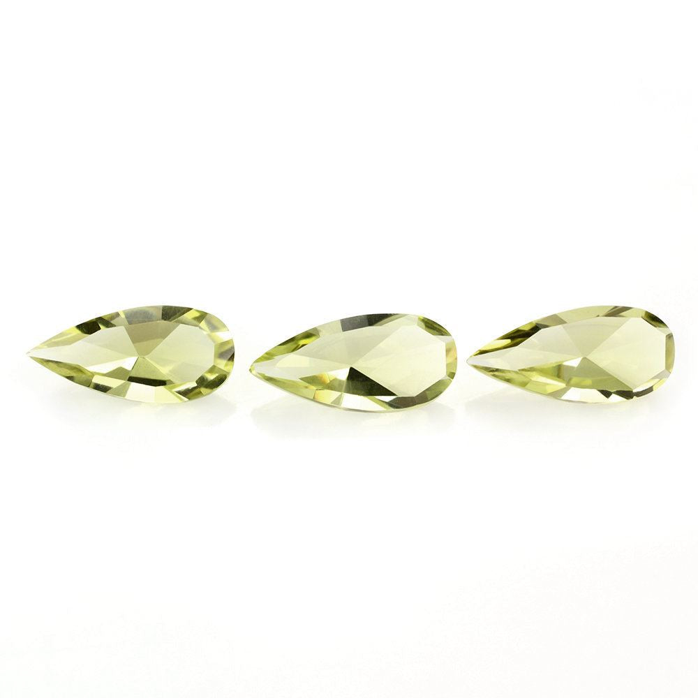 LEMON QUARTZ MIRROR CUT PEAR (GREEN GOLD) 13X6MM 1.84 Cts.