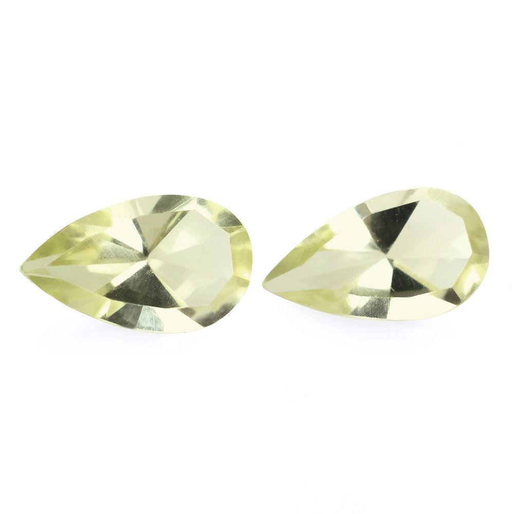 LEMON QUARTZ MIRROR CUT PEAR (GREEN GOLD) 7X4MM 0.44 Cts.