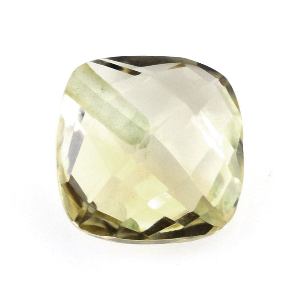LEMON QUARTZ BRIOLETTE CUSHION (HALF DRILL) (GREEN GOLD) 6MM 0.90 Cts.