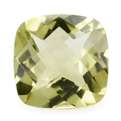 LEMON QUARTZ CHECKER CUT CUSHION (GREEN GOLD) 12MM 6.20 Cts.