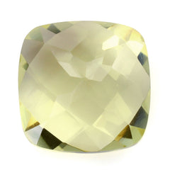 LEMON QUARTZ CHECKER CUT CUSHION (GREEN GOLD) 12MM 6.20 Cts.