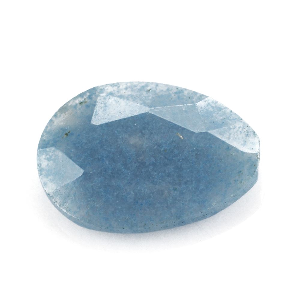 MILKY BLUE QUARTZ ROSE CUT BRIOLETTE PEAR (HALF DRILL) 20X15MM 8.64 Cts.