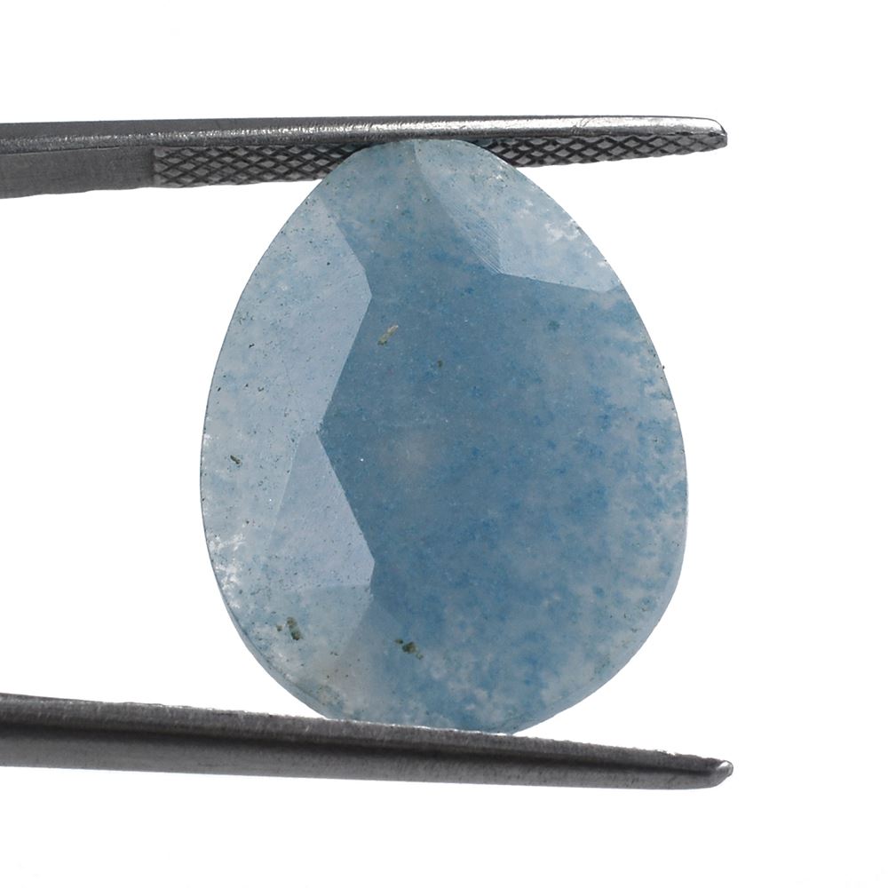 MILKY BLUE QUARTZ ROSE CUT BRIOLETTE PEAR (HALF DRILL) 20X15MM 8.64 Cts.