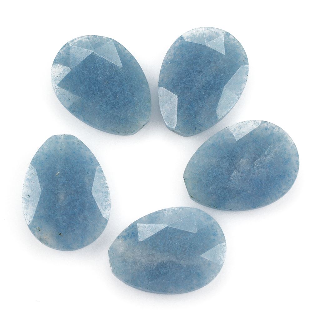 MILKY BLUE QUARTZ ROSE CUT BRIOLETTE PEAR (HALF DRILL) 20X15MM 8.64 Cts.