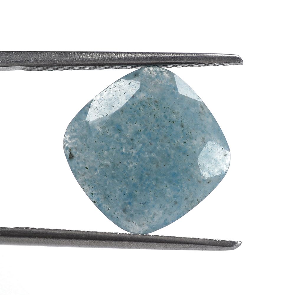 MILKY BLUE QUARTZ BOTH SIDE TABLE CUT CUSHION 12MM 4.07 Cts.