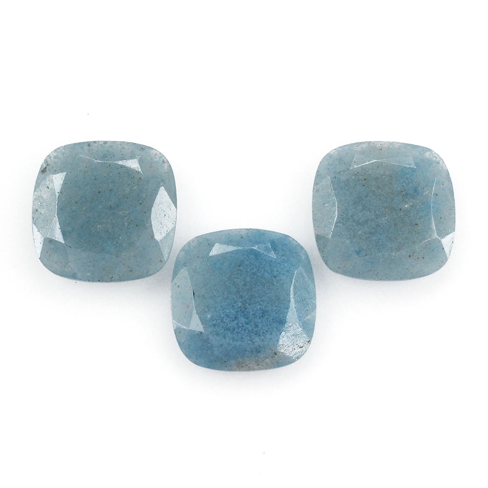 MILKY BLUE QUARTZ BOTH SIDE TABLE CUT CUSHION 12MM 4.07 Cts.