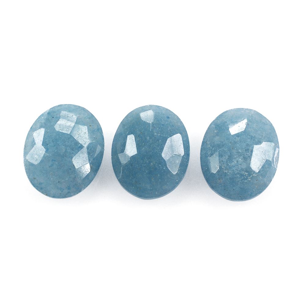 MILKY BLUE QUARTZ IRREGULAR CUT BRIOLETTE OVAL 10X8MM 2.30 Cts.