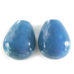 MILKY BLUE QUARTZ PLAIN DROPS (HALF DRILL) 19X11MM 35.20 Cts.