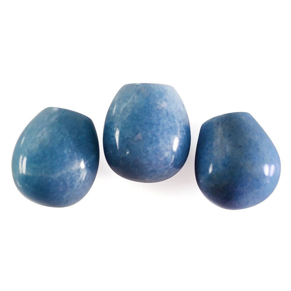 MILKY BLUE QUARTZ PLAIN DROPS (HALF DRILL) (LITE) 12X11MM 11.22 Cts.