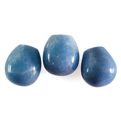 MILKY BLUE QUARTZ PLAIN DROPS (HALF DRILL) (LITE) 12X11MM 11.22 Cts.