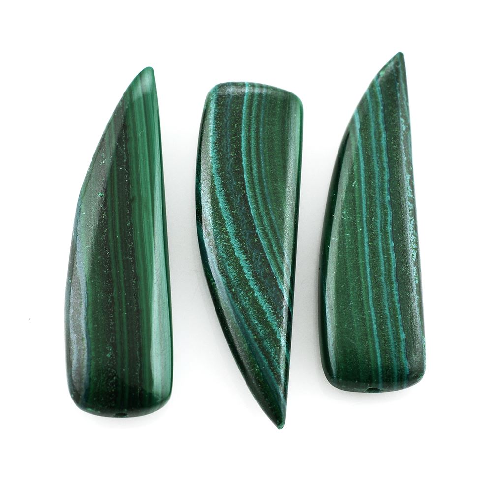 MALACHITE HORN SHAPE FANCY (HALF DRILL) 35X10MM 20.90 Cts.