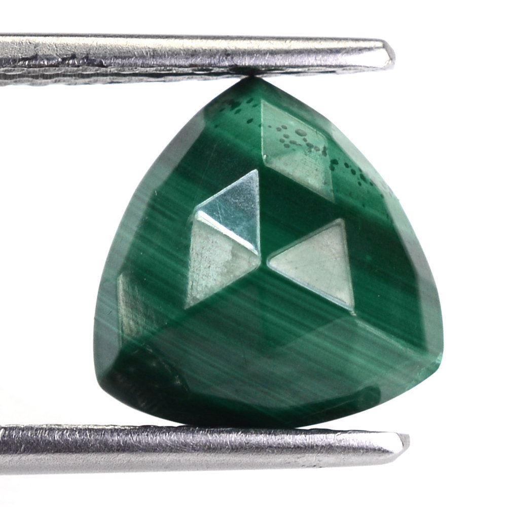 MALACHITE ROSE CUT TRILLION CAB 10MM 4.65 Cts.