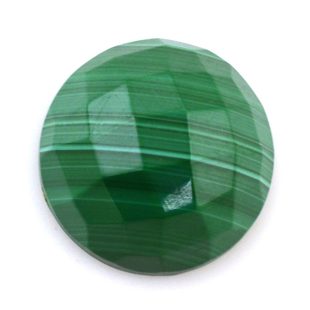 MALACHITE CHECKER ROUND CAB 14MM 15.65 Cts.