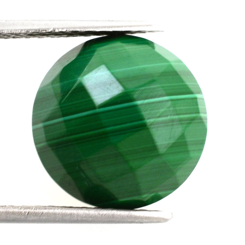 MALACHITE CHECKER ROUND CAB 14MM 15.65 Cts.