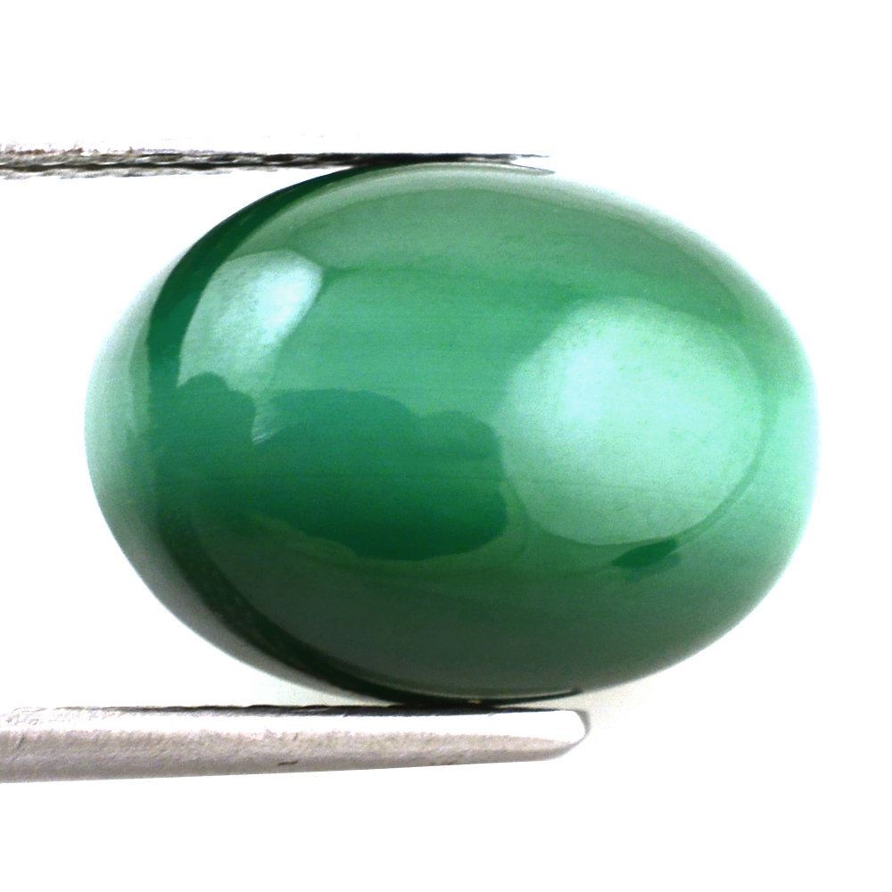 MALACHITE CAT'S EYE OVAL CAB 14X10MM 10.23 Cts.