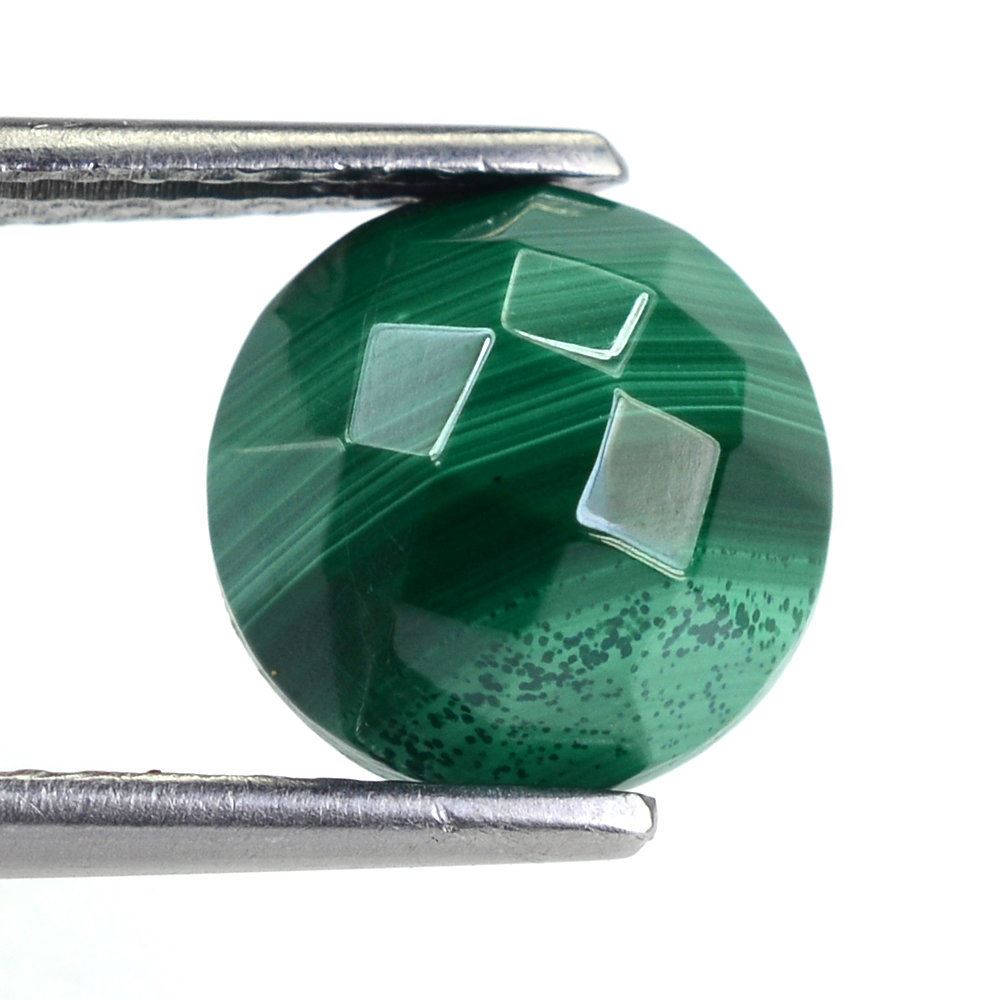 MALACHITE CHECKER ROUND CAB 10MM 5.18 Cts.