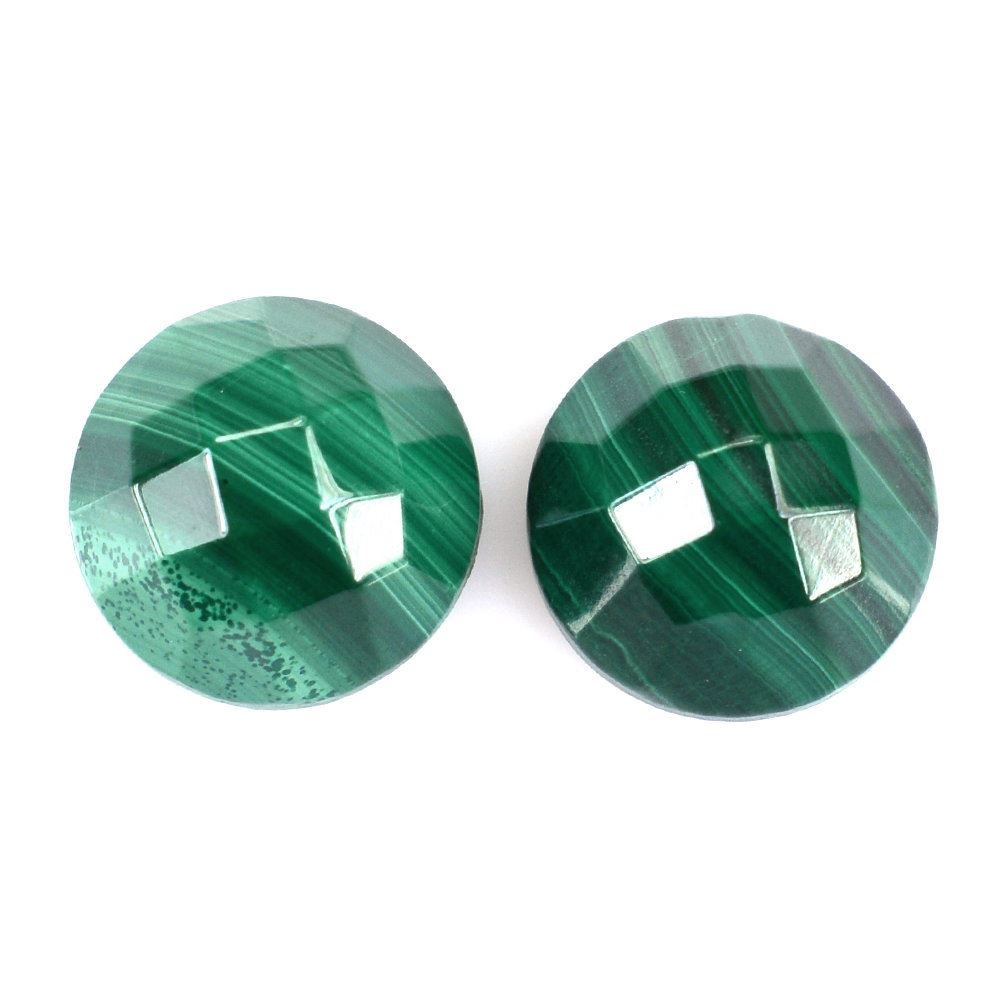 MALACHITE CHECKER ROUND CAB 10MM 5.18 Cts.