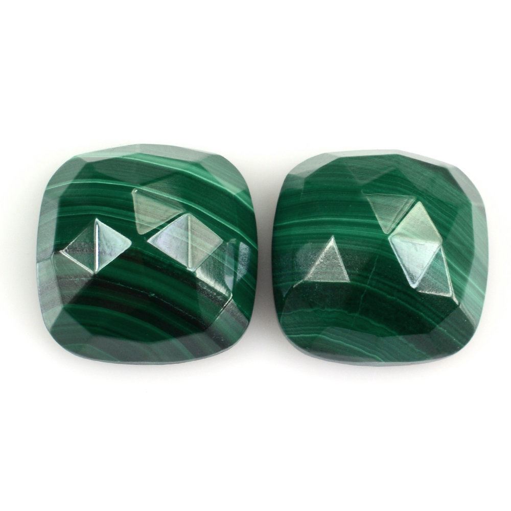 MALACHITE ROSE CUT CUSHION CAB 14MM 16.20 Cts.