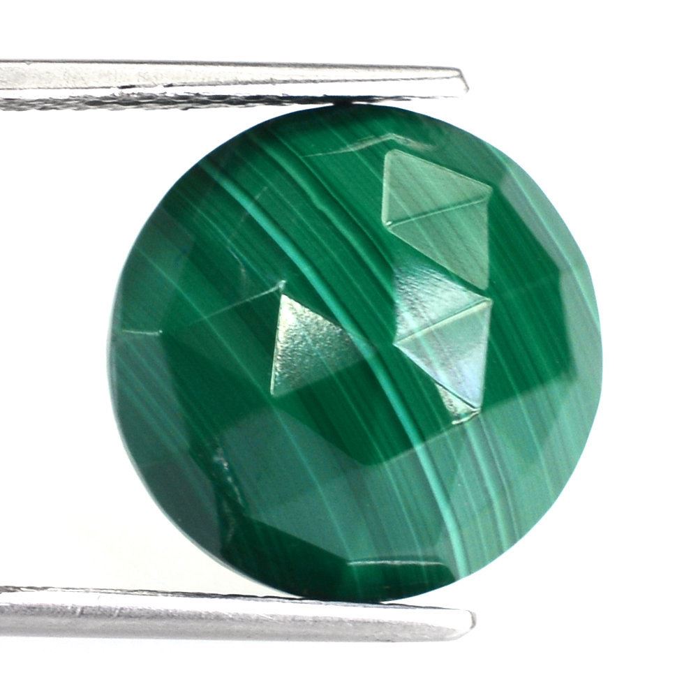MALACHITE ROSE CUT ROUND CAB 14MM 12.80 Cts.