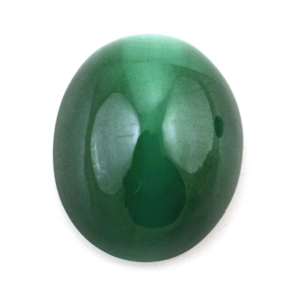 MALACHITE CAT'S EYE OVAL CAB 12X10MM 6.55 Cts.