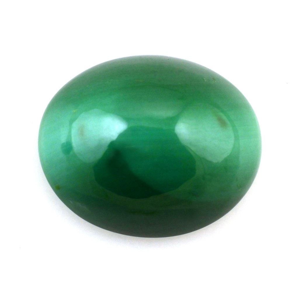 MALACHITE CAT'S EYE OVAL CAB 12X10MM 6.55 Cts.