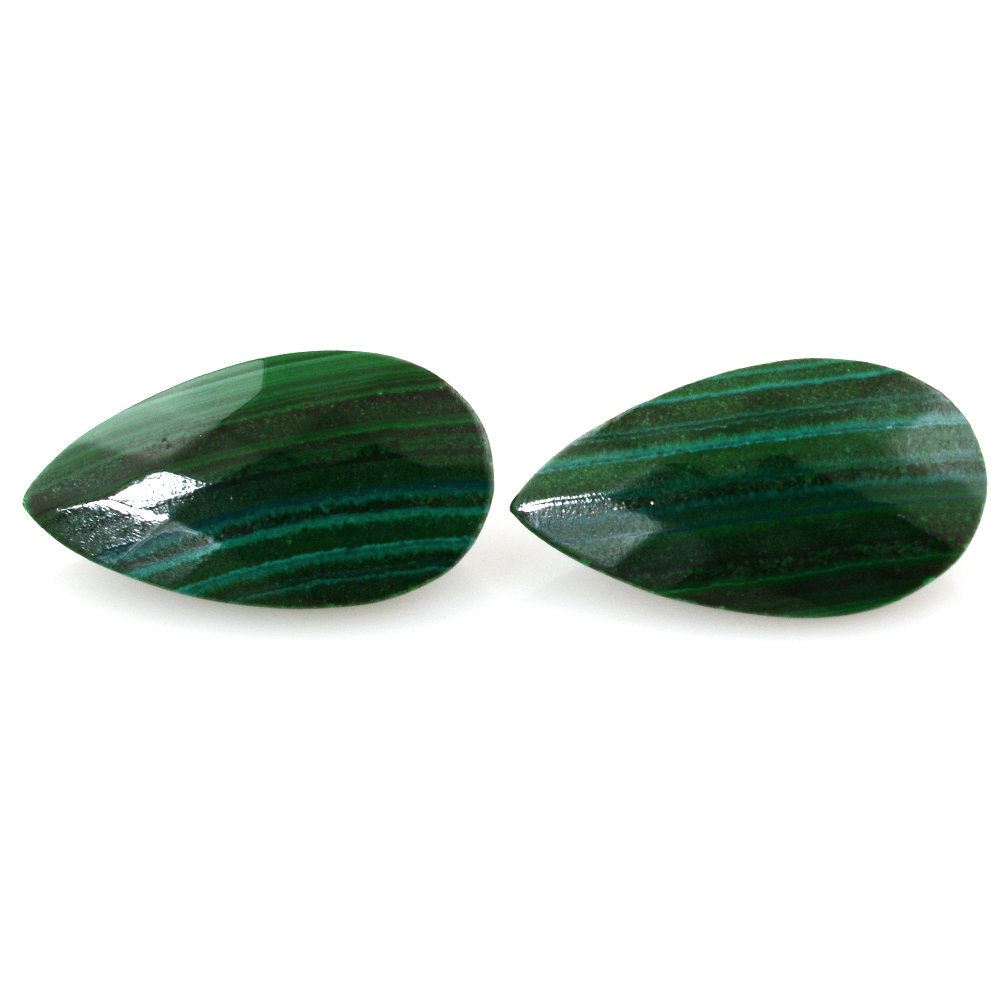 MALACHITE CHECKER CUT PEAR 22X12MM 13.41 Cts.