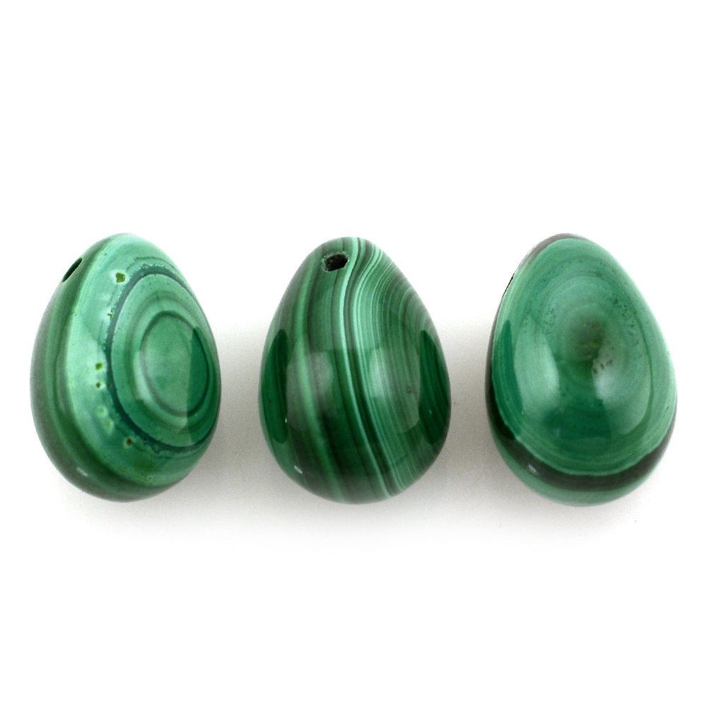 MALACHITE PLAIN DROPS (FULL DRILL 0.90MM) 12X8MM 7.33 Cts.