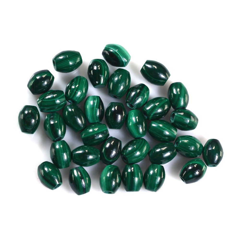 MALACHITE PLAIN DHOLKI SHAPE (FULL DRILL) 5X4MM 0.82 Cts.