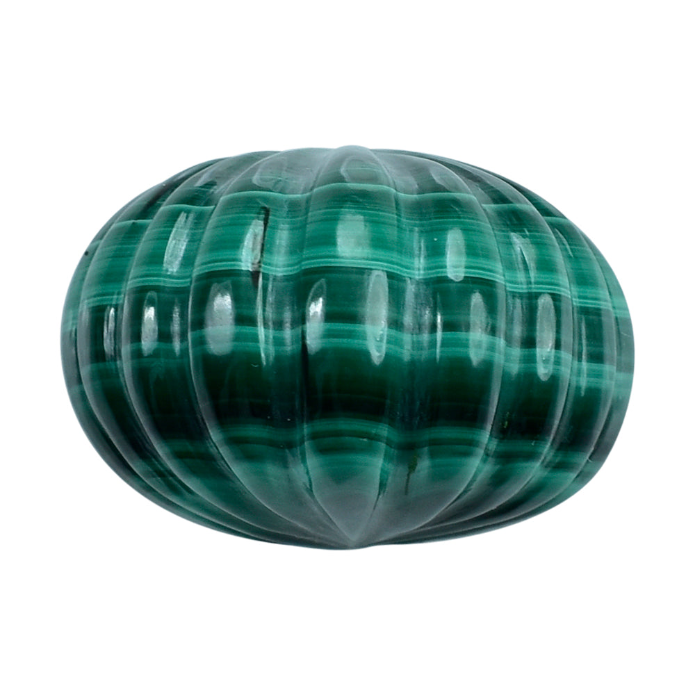 MALACHITE HALF MOON MELON CARVED 24X17MM 67.55 Cts.