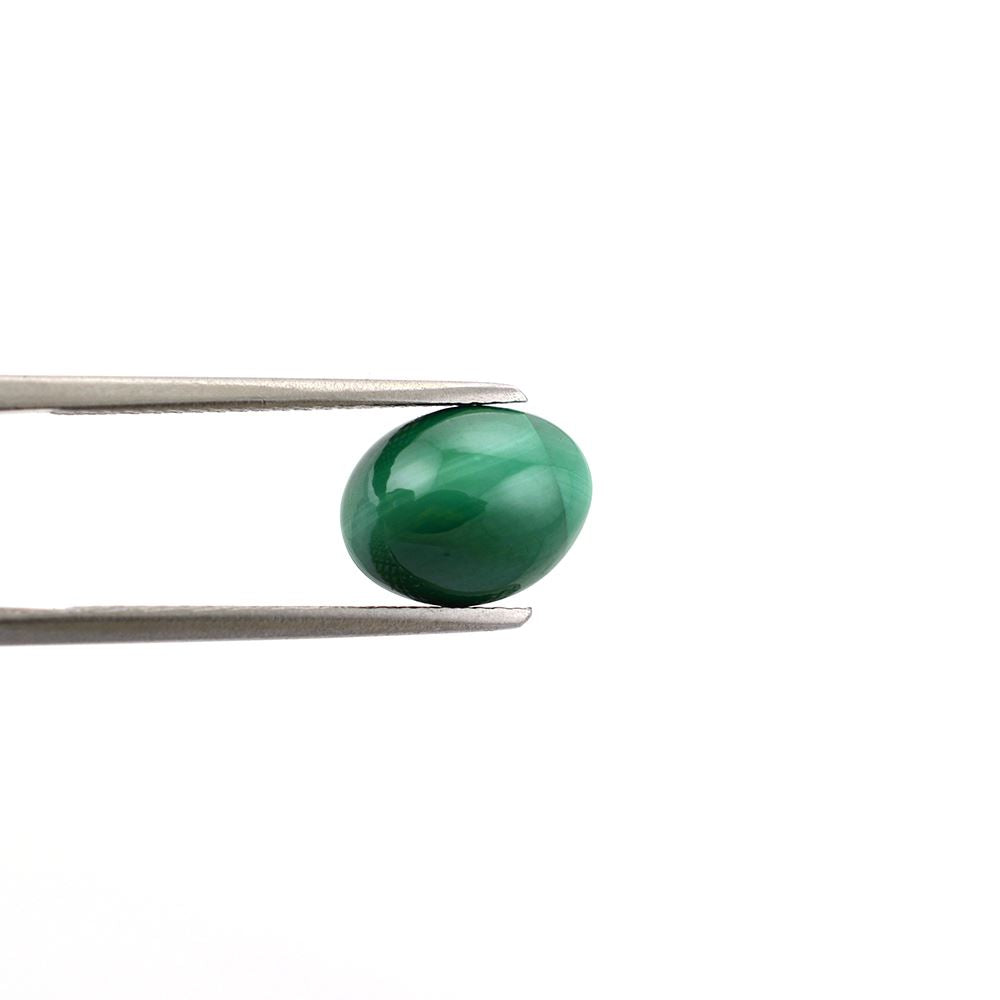 MALACHITE CAT'S EYE OVAL CAB 10X8MM 3.65 Cts.