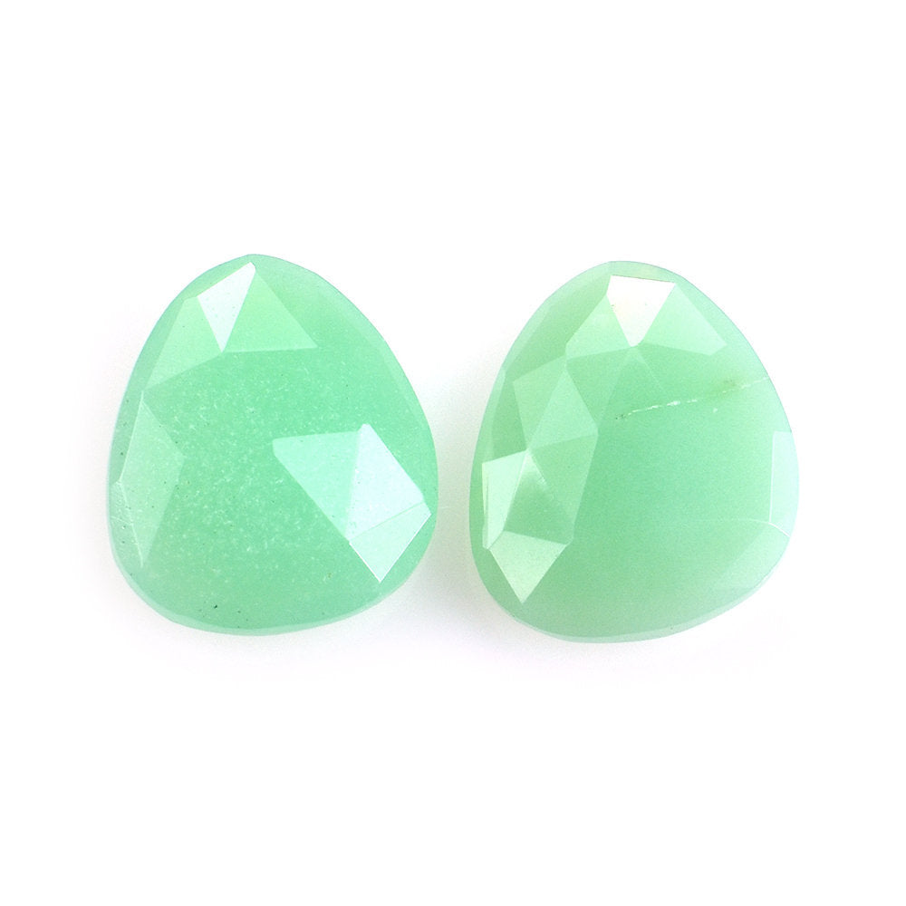 MINT GREEN CHRYSOPRASE ROSE CUT BRIOLETTE TRILLIONISH 13X11MM 3.88 Cts.