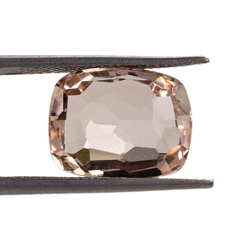 PEACH MORGANITE IRREGULAR FACIT BRIOLETTE CUSHION 14.00X11.00 MM 7.19 Cts.