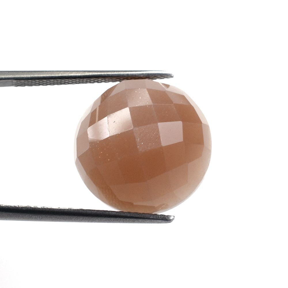 MOCHA MOONSTONE CHECKER ROUND CAB 16MM 15.17 Cts.