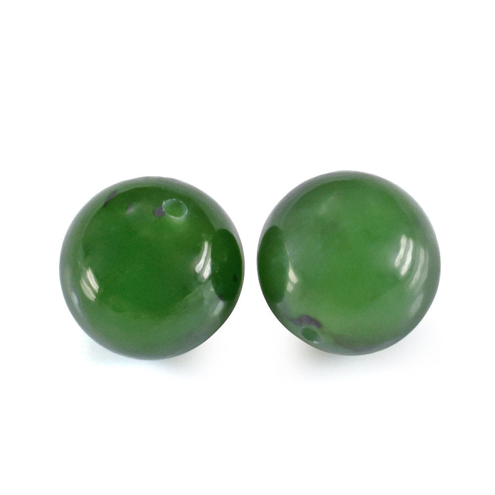 NEPHRITE GREEN JADE PLAIN ROUND BALL (FULL DRILL) 10MM 8.13 Cts.