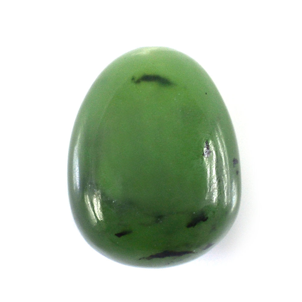 NEPHRITE GREEN JADE PLAIN EGG SHAPE (HALF DRILL) (LITE) 13X10MM 10.50 Cts.