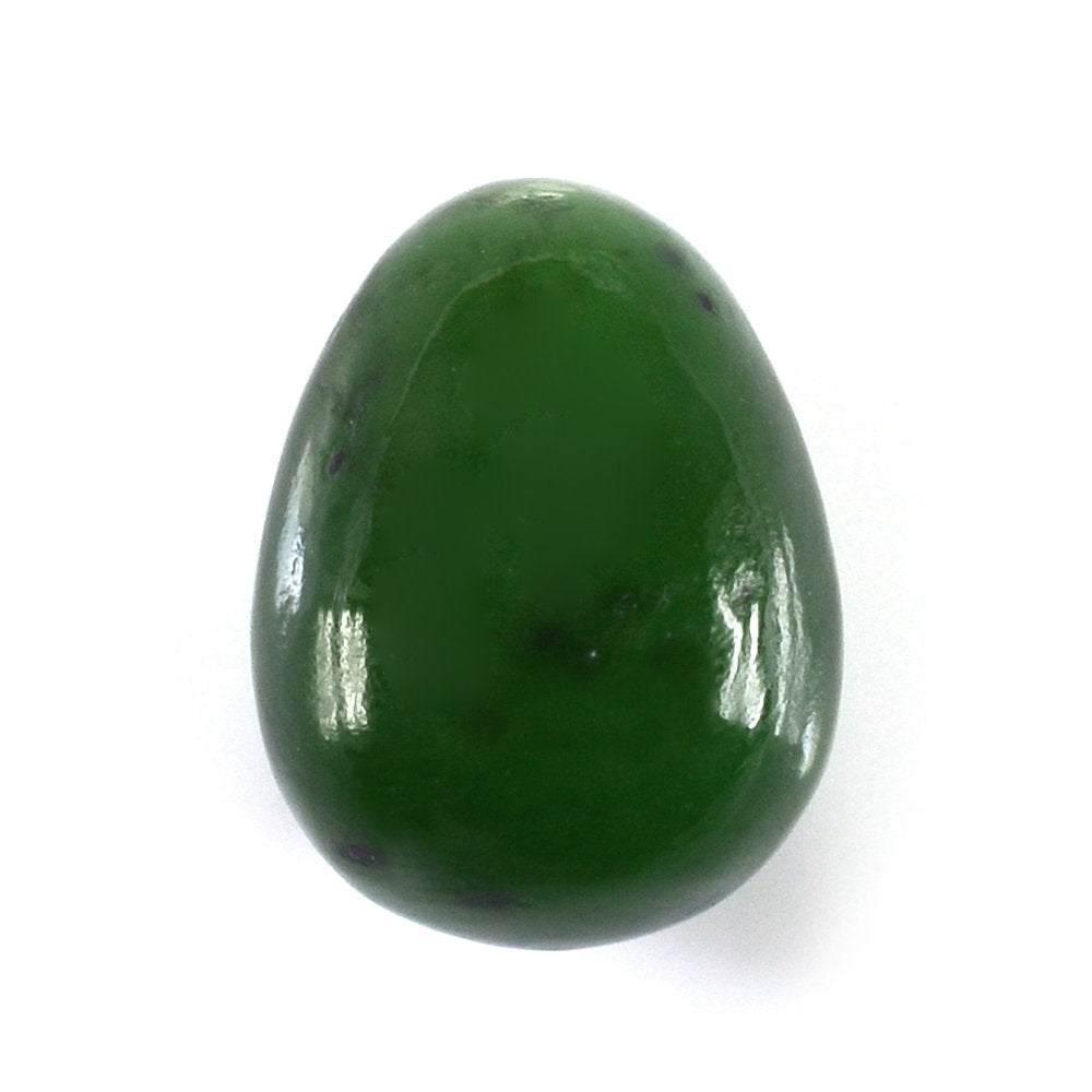 NEPHRITE GREEN JADE PLAIN EGG SHAPE (HALF DRILL) (DARK) 13X10MM 10.49 Cts.