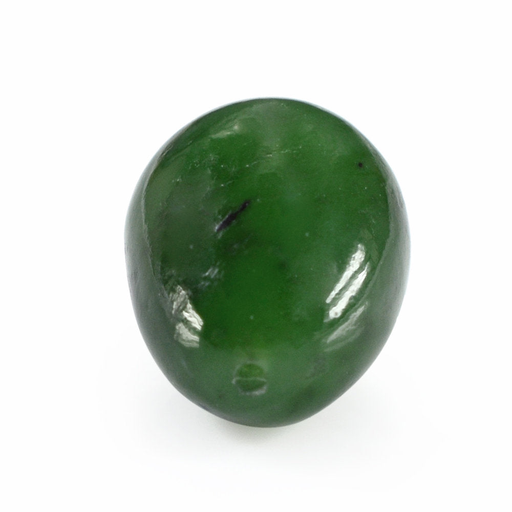 NEPHRITE GREEN JADE PLAIN EGG SHAPE (HALF DRILL) (DARK) 13X10MM 10.49 Cts.