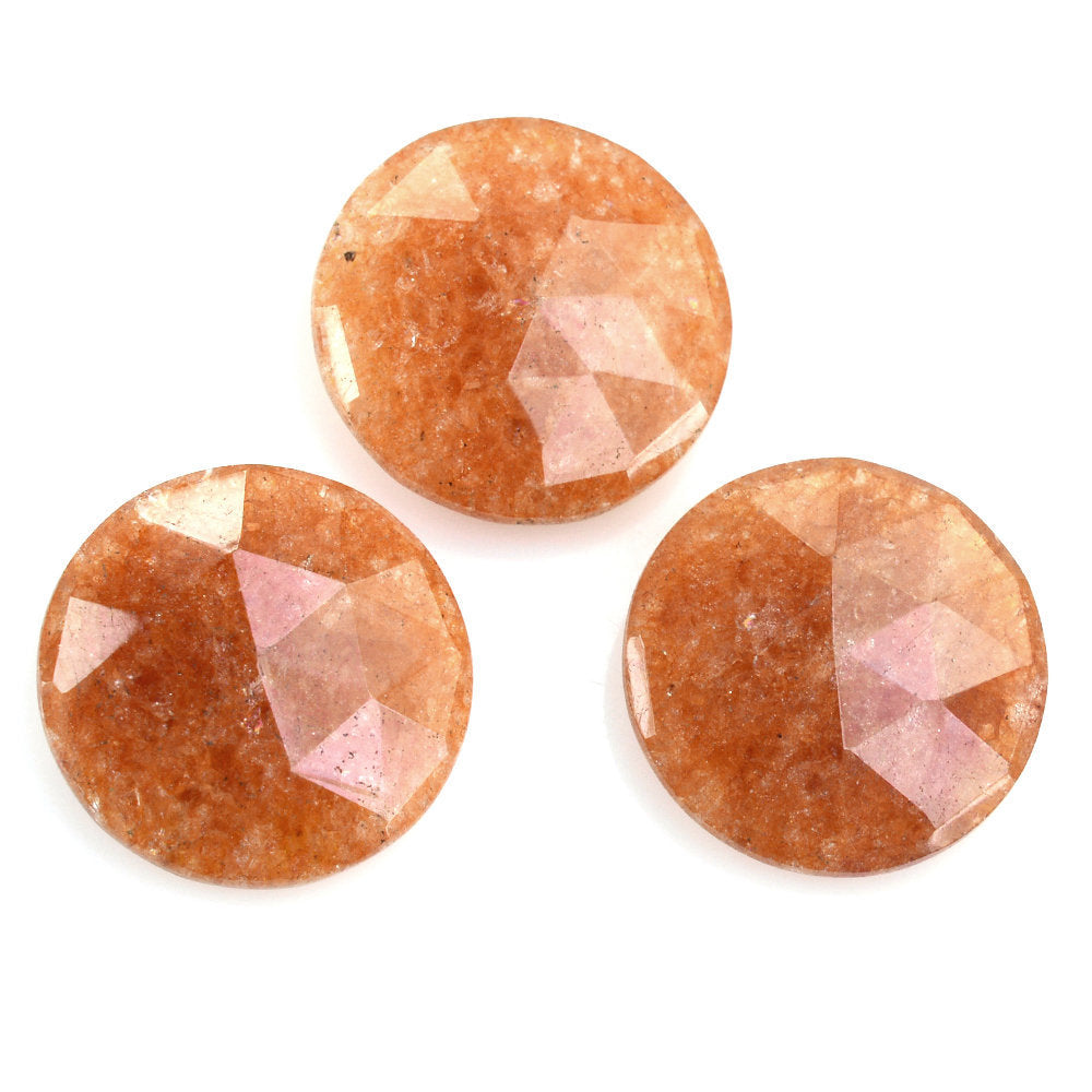 ORANGE AVENTURINE QUARTZ ROSE CUT BRIOLETTE ROUND 15MM 7.06 Cts.
