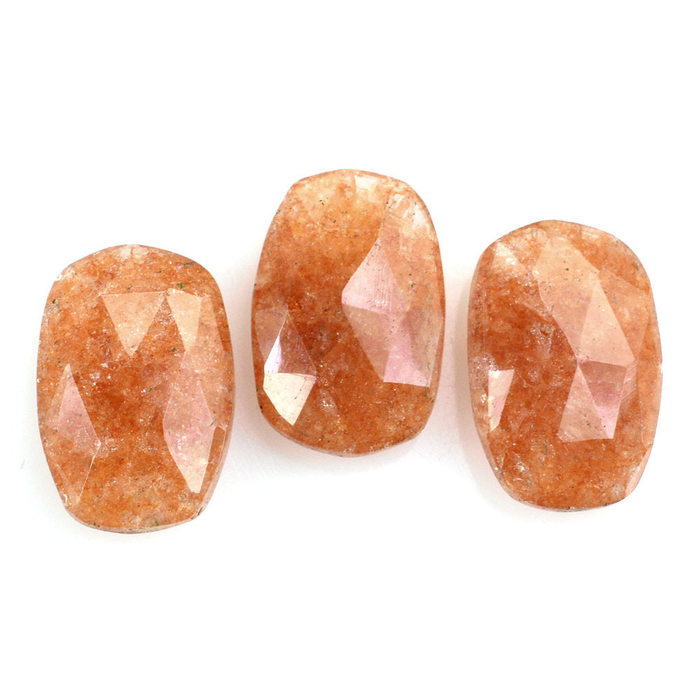 ORANGE AVENTURINE QUARTZ ROSE CUT BRIOLETTE IRREGULAR CUSHION 12X8MM 2.65 Cts.