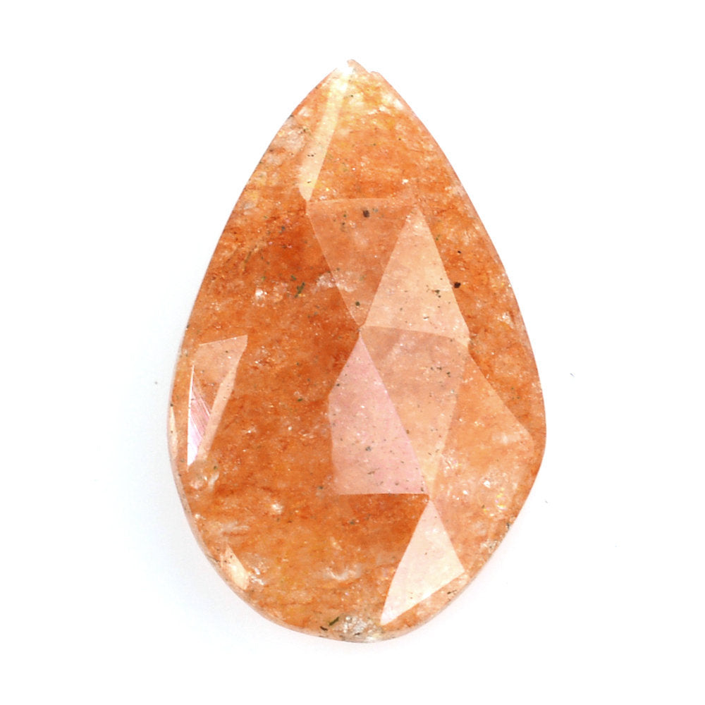 ORANGE AVENTURINE QUARTZ ROSE CUT BRIOLETTE IRREGULAR PEAR 16X10MM 3.49 Cts.