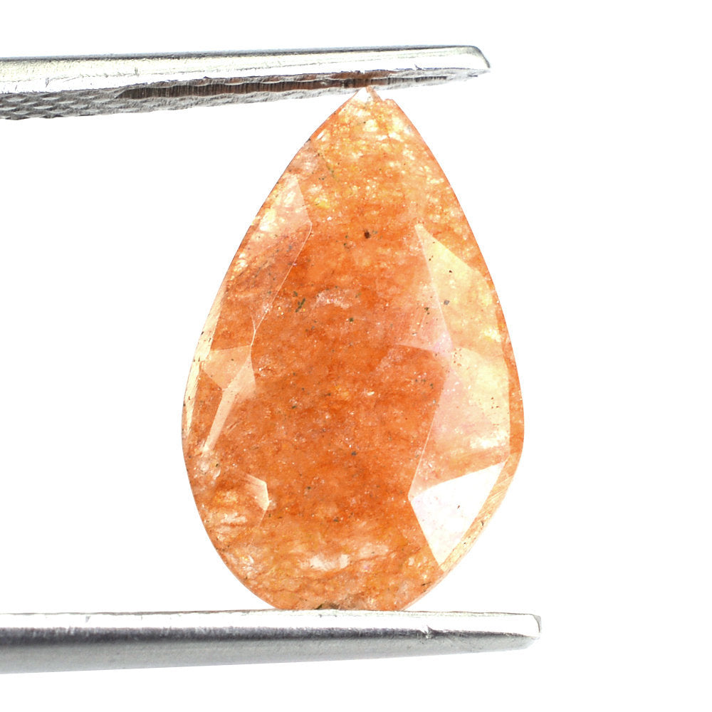 ORANGE AVENTURINE QUARTZ ROSE CUT BRIOLETTE IRREGULAR PEAR 16X10MM 3.49 Cts.